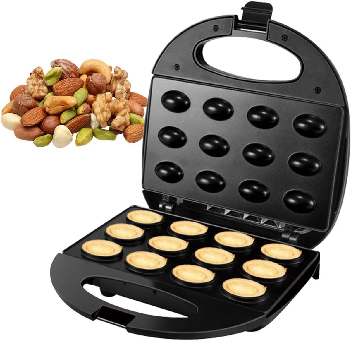 Automatische wafelmachine - Koekjesmaker - Snacks bakken - Dubbelzijdige verwarming - 215 cm - Zwart