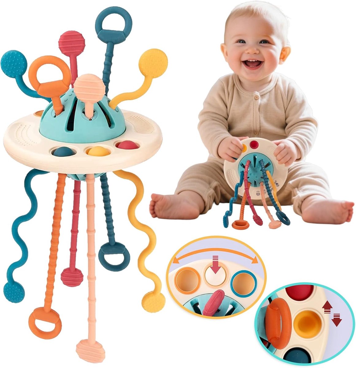 COOAU - Montessori Speelgoed vanaf Baby 1 2 3 4 jaar - Educatief speelgoed voor baby's - Kinderspeelgoed Onderweg - Baby Speelgoed 6 7 8 9 10 Maanden - Ophangbaar - Baby-bijtspeeltjes - Baby sensorisch speelgoed