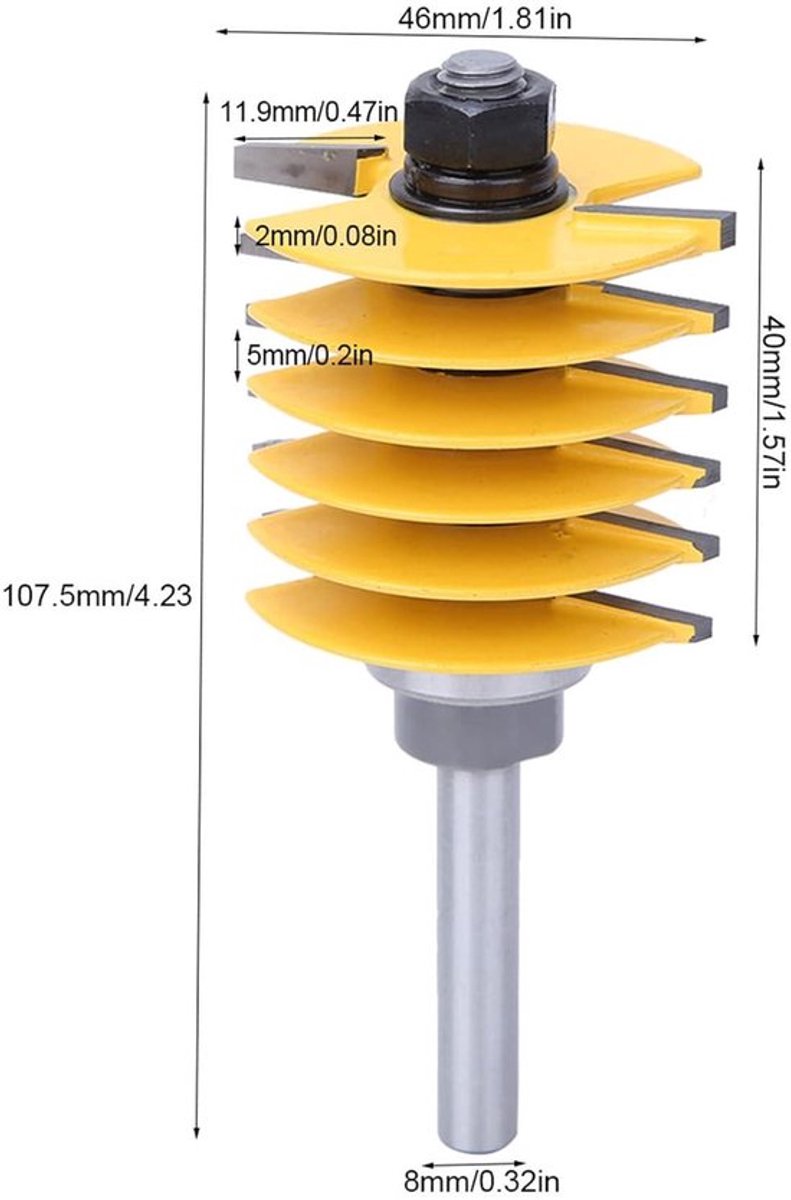 Frees 8 mm schacht houtbewerking Anti-speling Allecto Plus