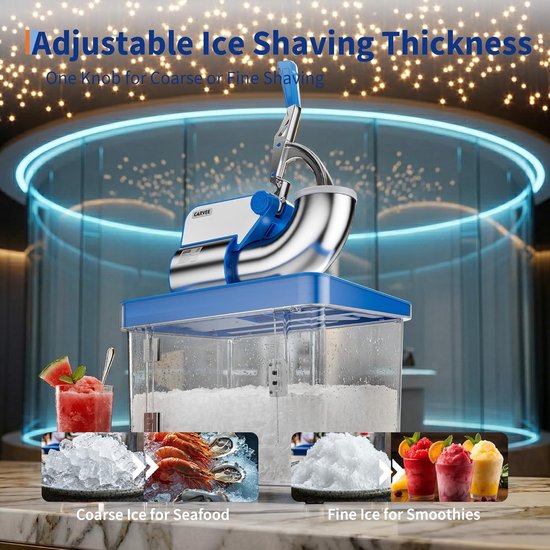 Professionele 300 W-slush-ijsmachine - met ETL-certificering - commerciële roestvrijstalen ijsbreker met dubbel mes - tank van 50 l - 300 kg/u - voor bars, keukens en evenementen - wit van HOERFURIY — afbeelding 4