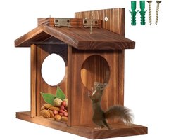 Eekhoorn Voederhuis - Voederhuis Knaagdieren - Dieren Voeren - Transparant Venster - 33 x 12.7 x 23.6 cm - Natuurlijk Hout