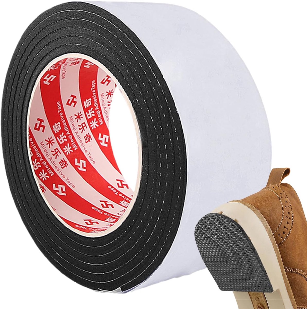Schoenlijm - Zoolbeschermer - Schoenen Repareren - Rasterpatroon - 200x10x0.3 cm - Zwart
