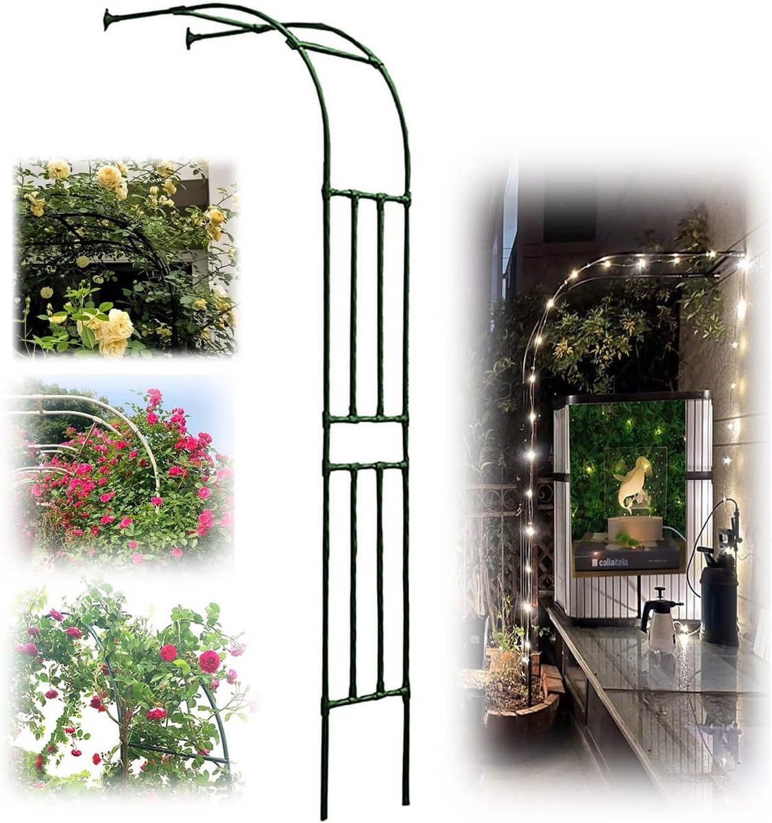 Rozenboog Halve Boog - Tuinboog Metaal - Klimplanten Ondersteunen - Weerbestendig PE Coating - 2.4m x 2.4m - Groen
