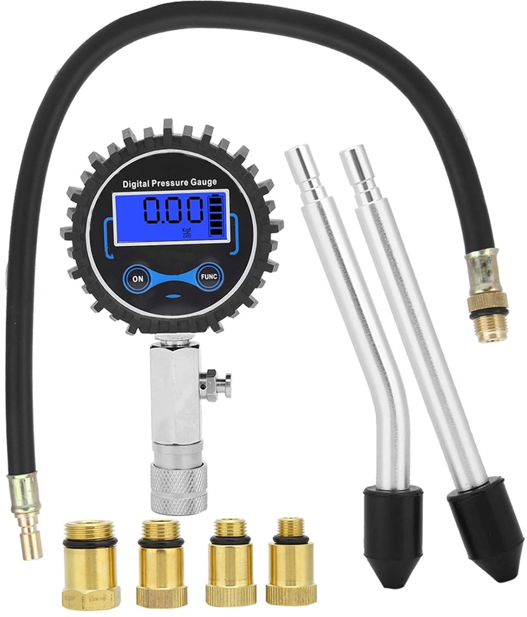 Digitale Druktester - Motor Tester - Motor Diagnostiek - 3-300 PSI Bereik - 6 Adapters - Zwart
