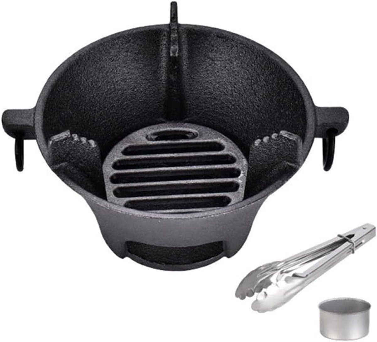 Gietijzeren Grill Kookpan BBQ Buiten Koken Geïntegreerde Vormgeving 255 cm Zwart