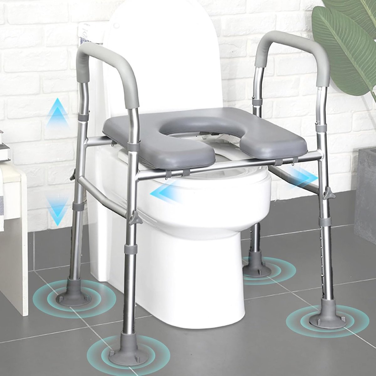 Toiletbrilverhoger - Zitverhoger - Veilig Gebruik - Verstelbare Steunen - 45x44 cm - Blauw