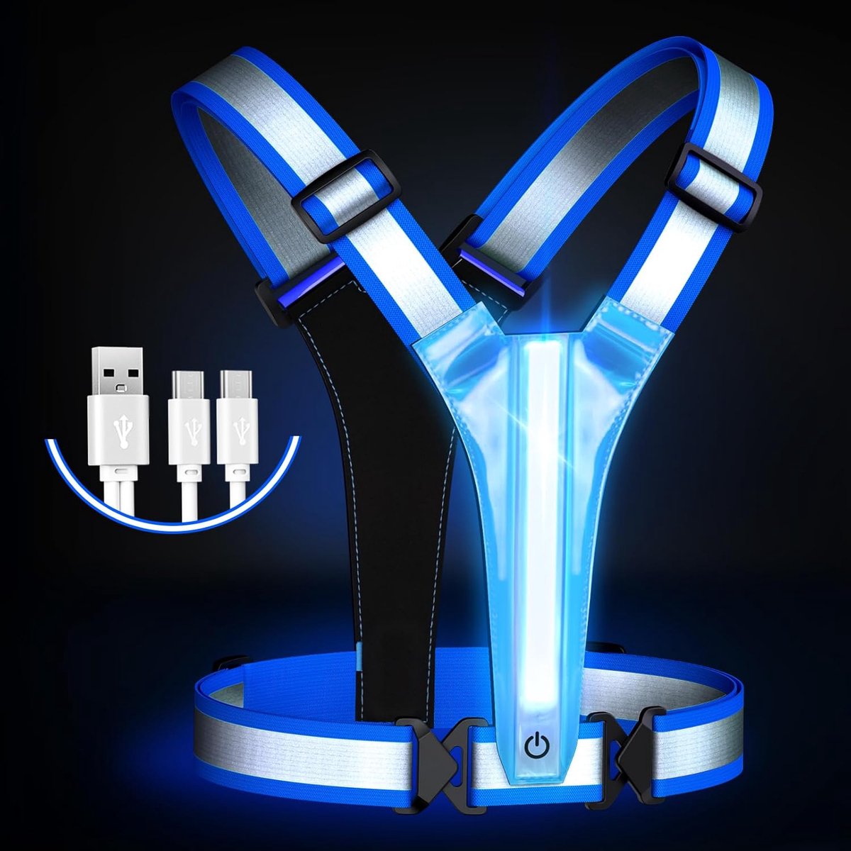 Reflecterend Vest - Veiligheidshesje LED - Nachtelijke Activiteiten - 5 Kleuren 3 Modi - Verstelbare Maat - Blauw