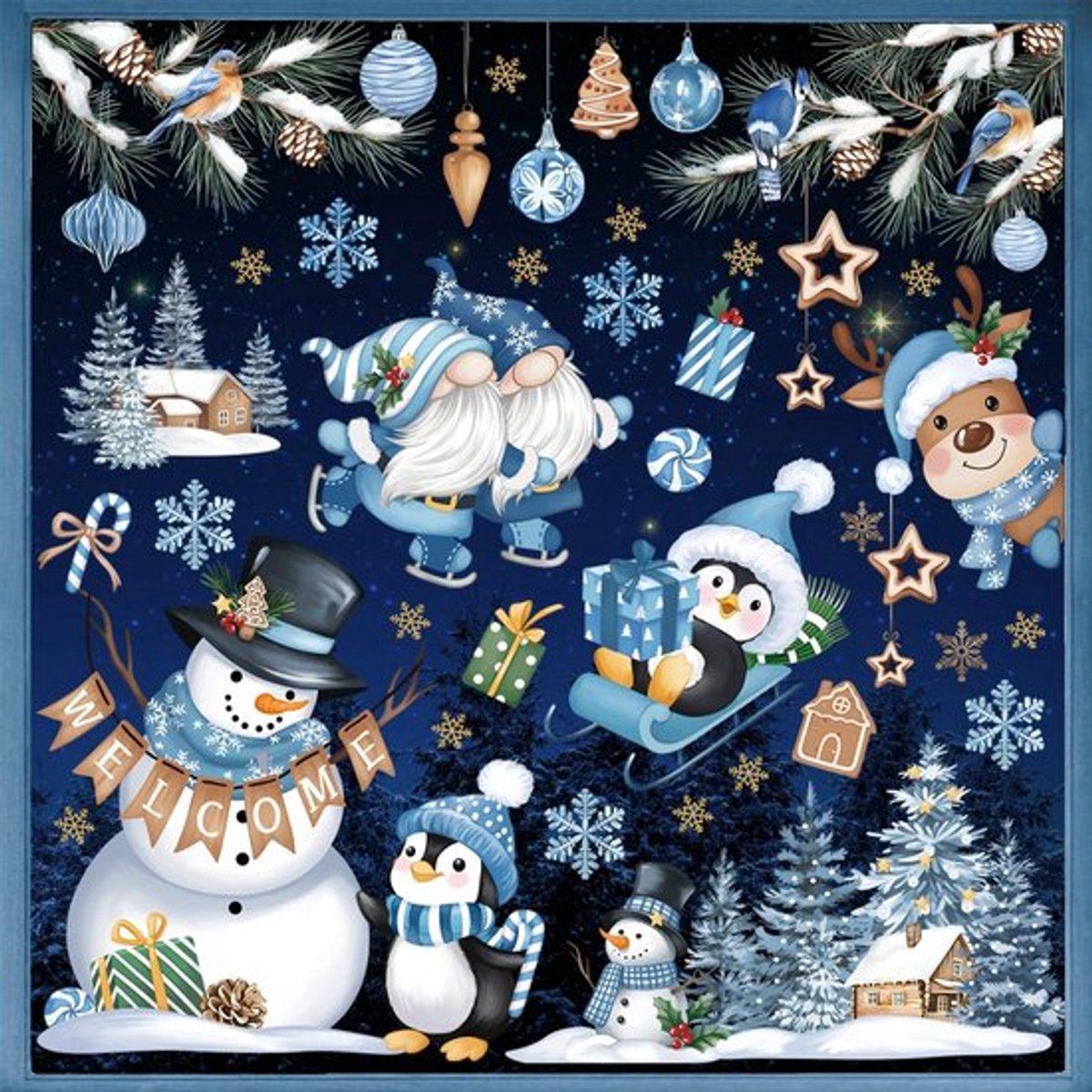 NTHProducts - Raamstickers - Penguin Gnome Snowman - Anti-Collision