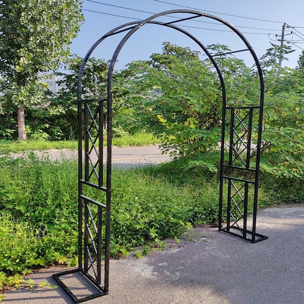 Metalen tuinboog - Rozenrooster - Bruiloft decoratie - Verstelbare hoogte - 140-340 cm - Zwart