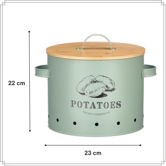 Aardappel Pot - Bewaar Pot - Aardappelen Bewaren - Met Ventilatie - 23x28x22 cm - Mint Groen — afbeelding 2