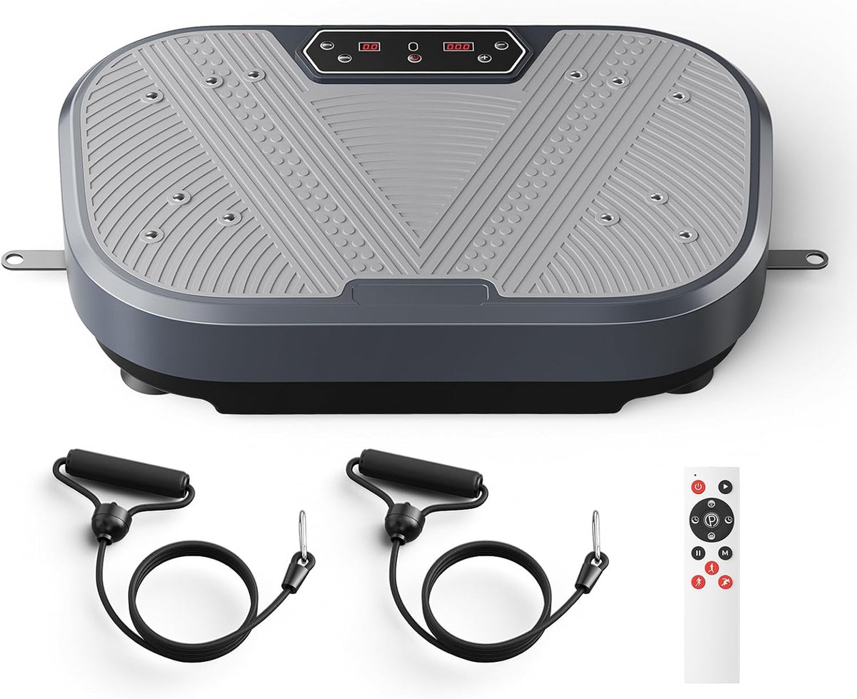 Trilplatform Fitnessapparaat - Vibratietrainer - Spieropbouw Vorming - 120 Snelheden - 450 kg Belasting - Grijs