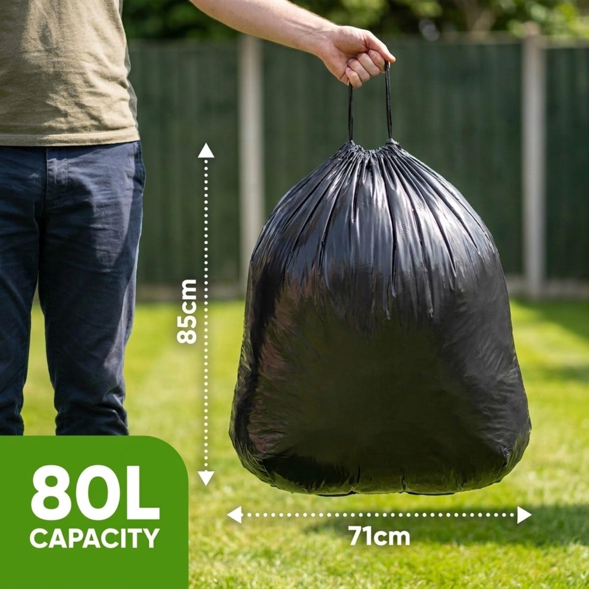 20-pack ultieme reliëf zwarte vuilniszak met trekkoord vuilniszakken Heavy Duty - 80L capaciteit - ShopVlot