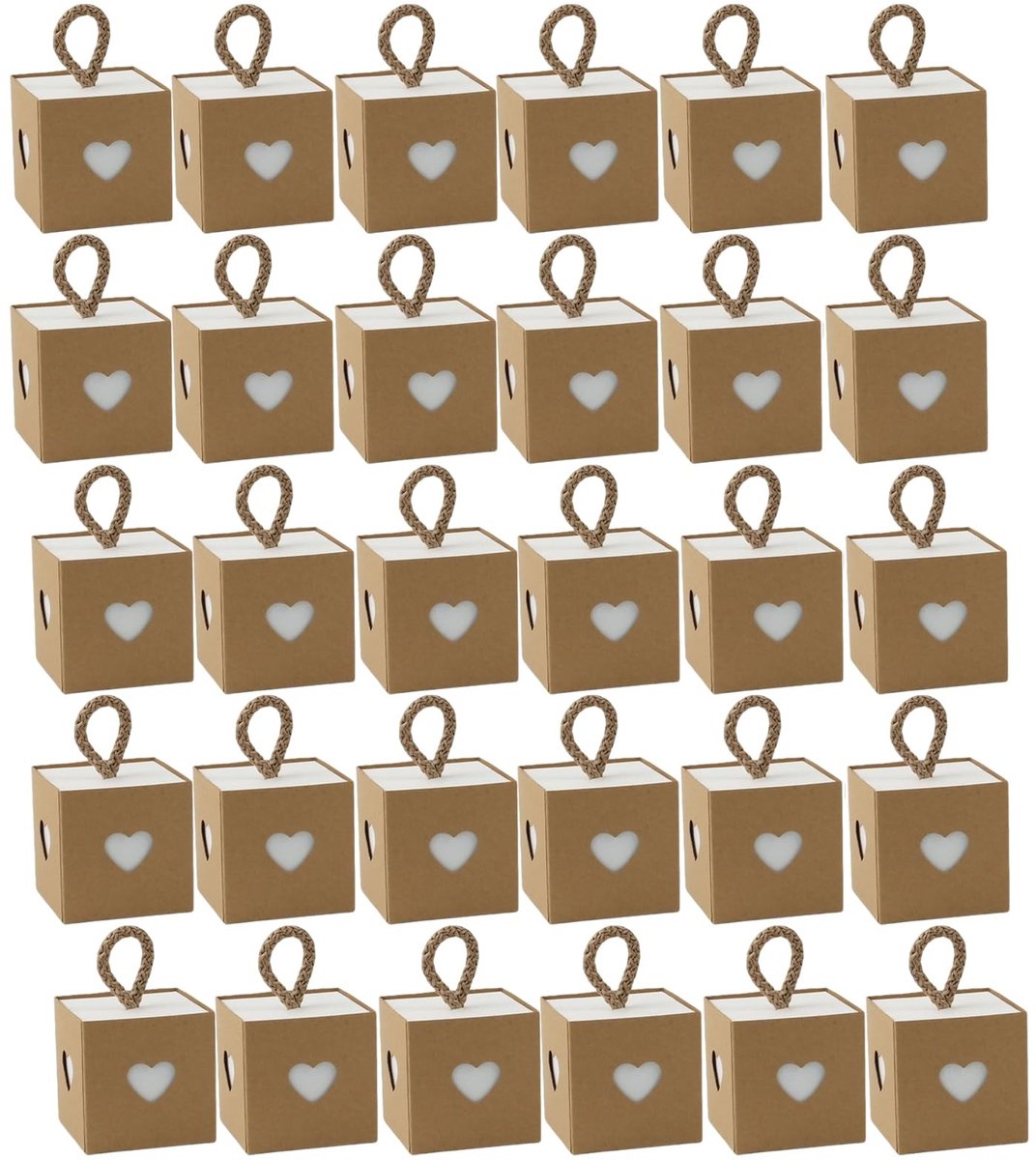 Elzusha - 30 Stuks Hartvormige Cadeau Dozen van Kraftpapier