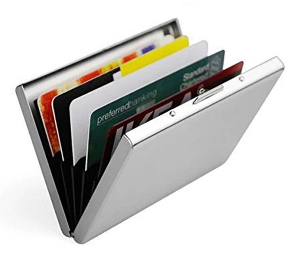 Doutop Credit Card Houder Kaart Portemonnee RFID Blokkering Geborsteld Roestvrij Staal Bank ID-kaart Houder Case Box - ShopVlot