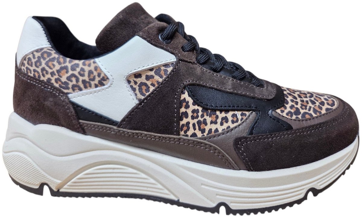 Bridge 26257849 Dark Brown Sneakers Bruin Tijgerprint Leer Dames - Bruin - 37
