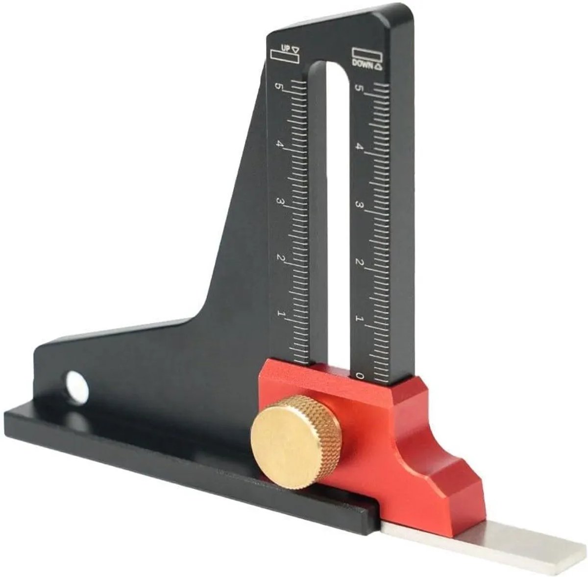 DiepteGeschikt voorer, hoogteGeschikt voorer, diepteGeschikt voorer Geschikt voor tafelzaag, snijgeleider Geschikt voor werktuigmachines, meetbereik 0 tot 55 mm.