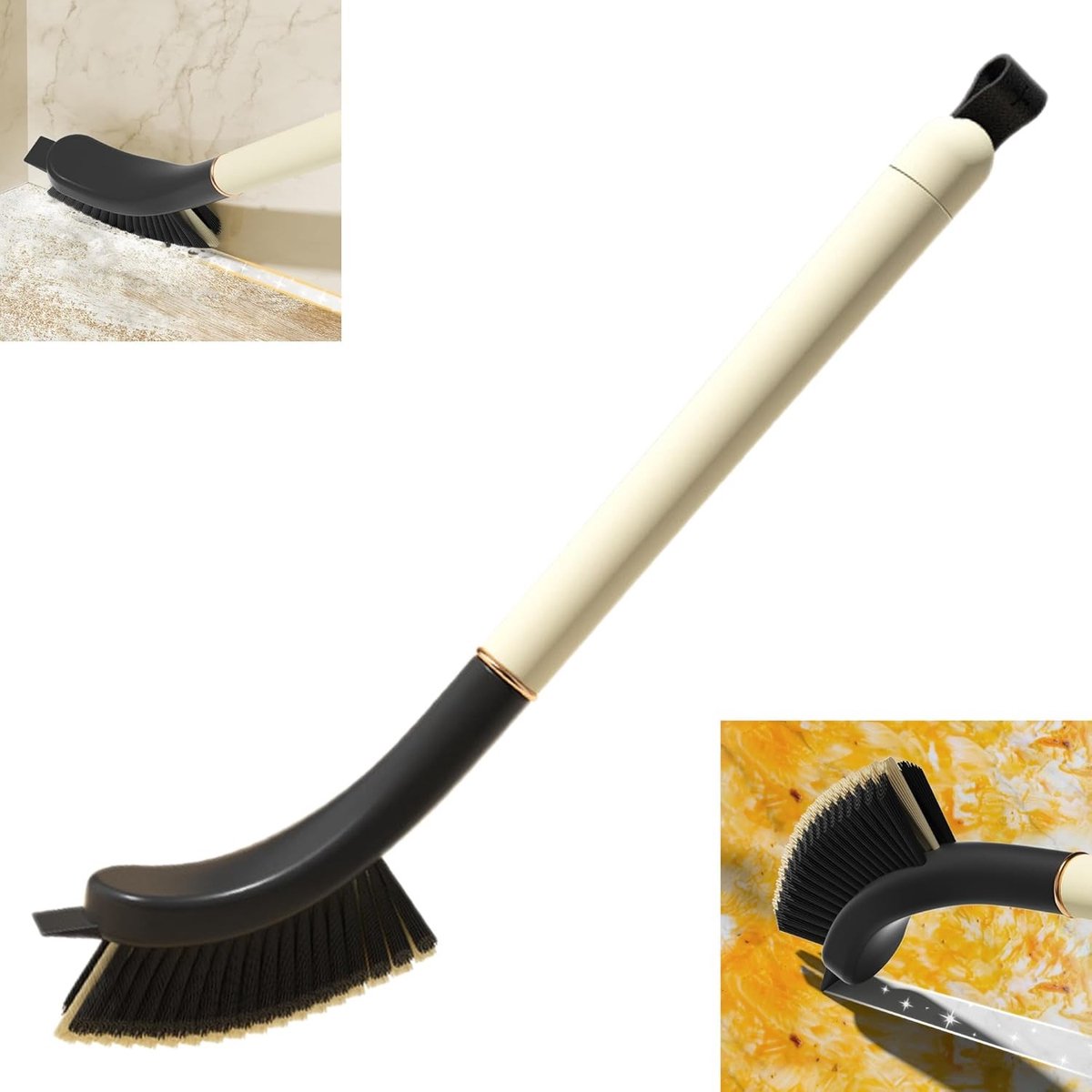 Veelzijdige schoonmaakborstel met harde haren, hoekborstel voor badkamer, 1 stuk, ideaal voor smalle ruimtes en grondige reiniging