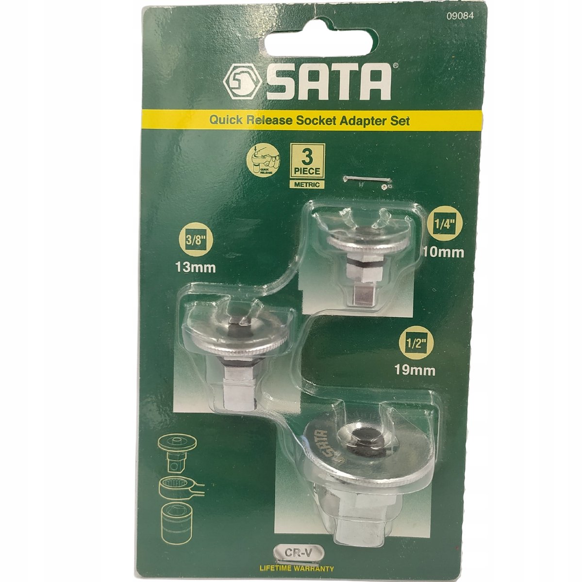 SATA Adapter Set 1/4", 3/8", 1/2" voor M10, M13, M19 Doppen