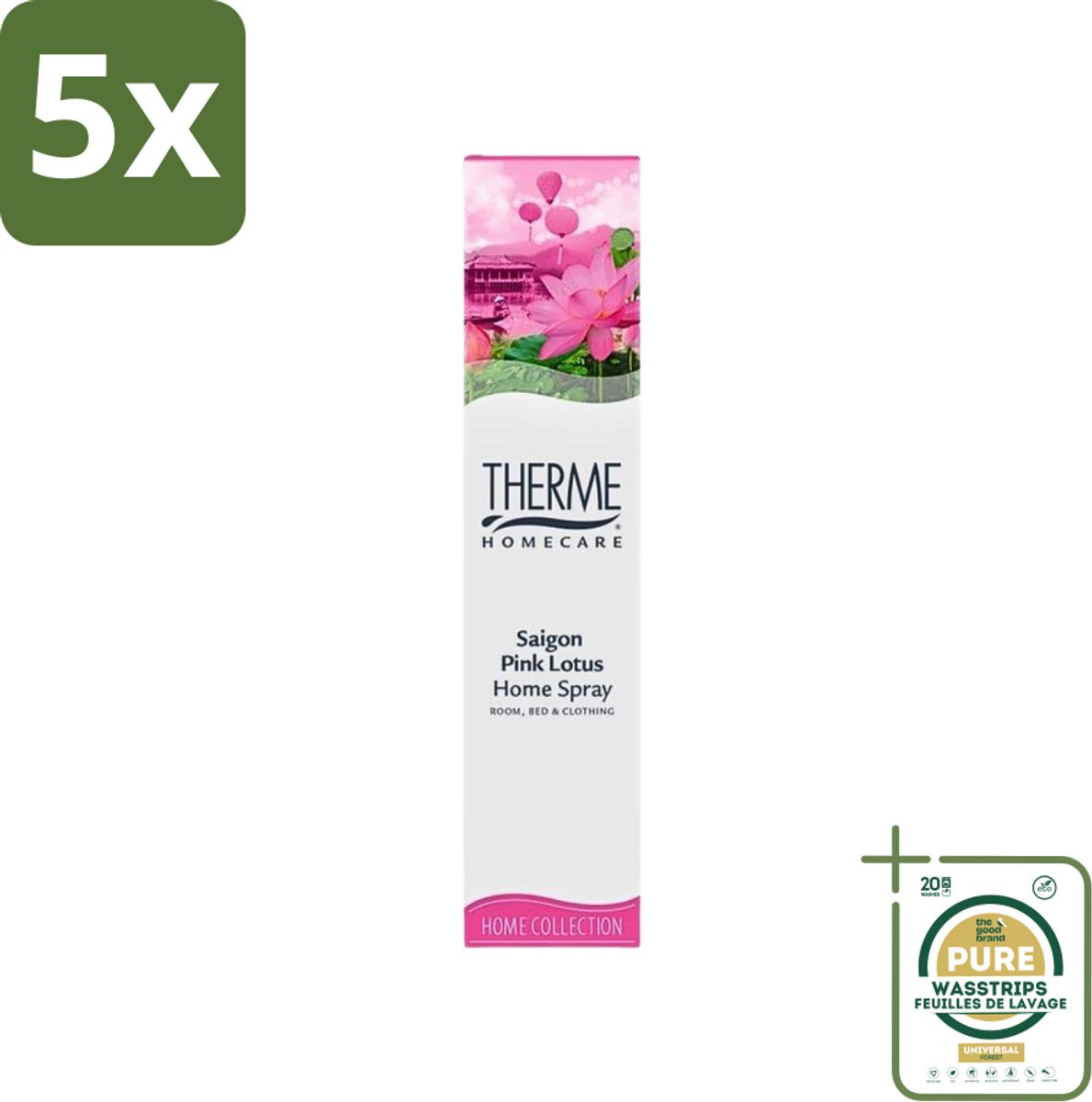 5 x Therme - Interieurspray - Saigon Pink Lotus - Oosterse Romantiek in Huis - 60 ml - Grootverpakking - Interieurspray - Oosterse Geur - Saigon Pink Lotus - Geur In Huis - Wellness In Huis