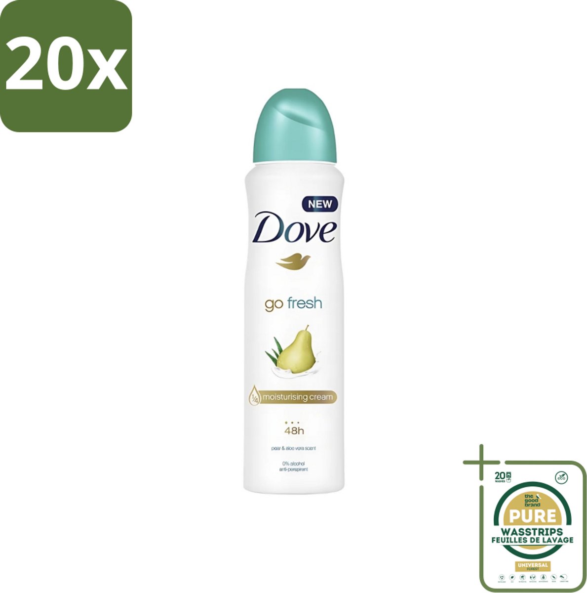 20 x Dove - Deodorant - Spray Go Fresh Pear & Aloe - Frisse en verzorgende geur - 250 ml - Grootverpakking - Dove Deodorant Spray - Anti-transpirant Spray - Frisse Geur - Peer En Aloë Vera - Oksel Verzorging