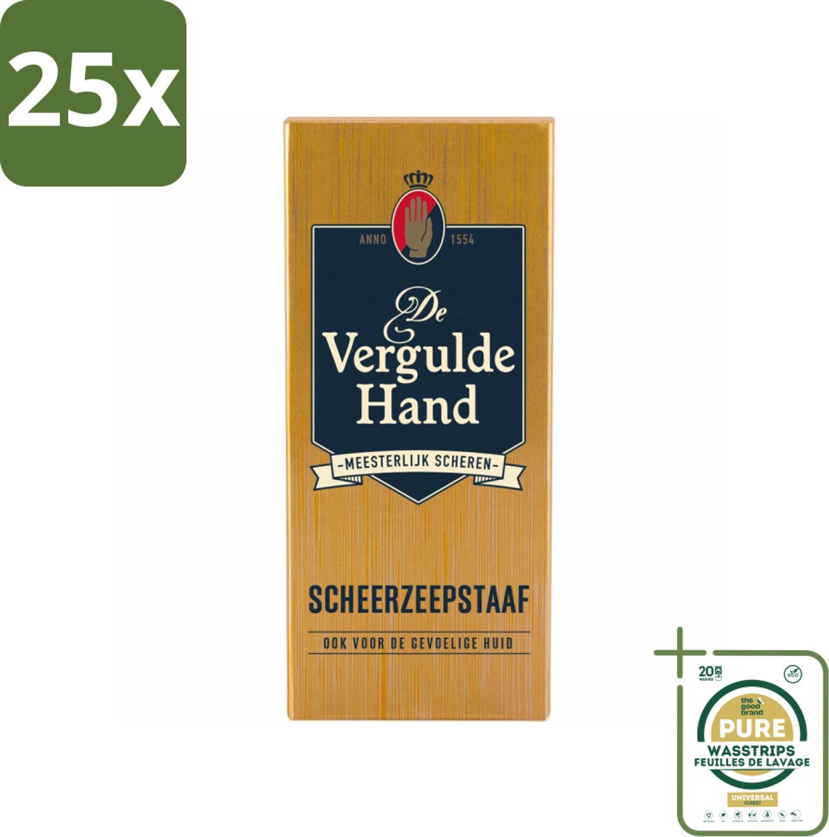25 x Vergulde Hand Scheerzeepstaaf 75 gr - Grootverpakking - Scheerzeepstaaf - Vergulde Hand - Scheerbeleving - Klassiek Scheeren - Luxe Scheerbeleving