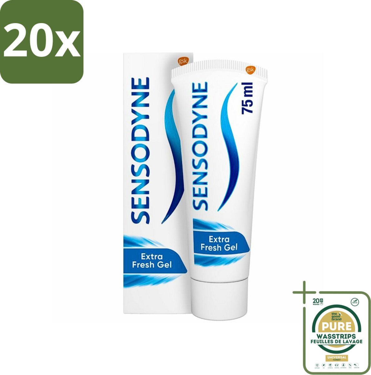 20 x Sensodyne - Tandpasta - Extra Fresh Gel - Voor Gevoelige Tanden - 75 ml - Grootverpakking - Gevoelige Tanden - Tandpasta - Gevoeligheid - Tandpasta Voor Gevoelige Tanden - Frisse Mond
