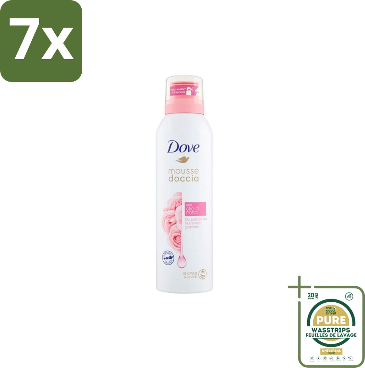 7 x Dove – Douchefoam – Rose Oil – 200 ml - Grootverpakking - Douchefoam - Rozenolie - Hydratatie - Zachte Mousse - Scheren Onder De Douche