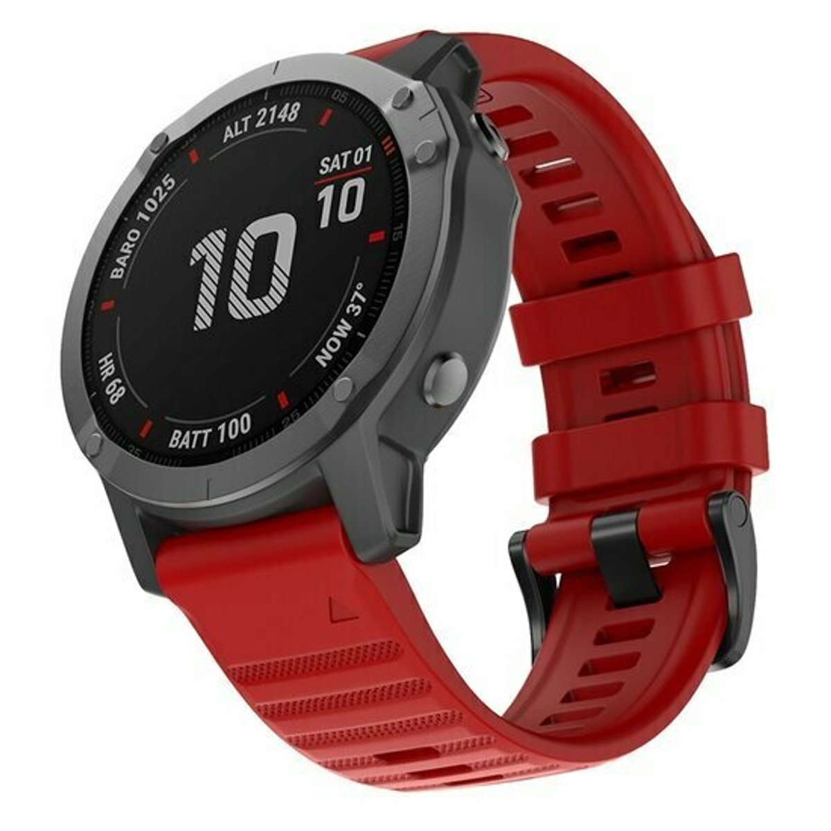 By Qubix - Geschikt voor Garmin bandje - 22mm Quickfit - Siliconen bandje - Rood - Geschikt voor Garmin Fenix 9 / 9 pro - 47mm