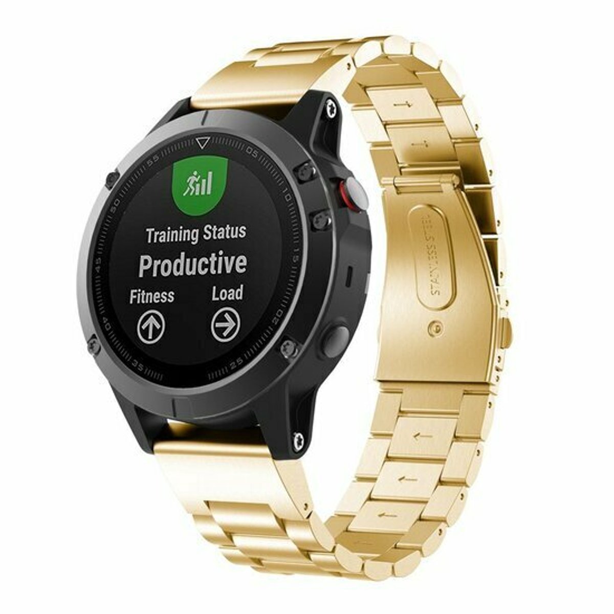 By Qubix - Geschikt voor Garmin bandje - 20mm Quickfit - Stalen schakelband - Goud - Geschikt voor Garmin Fenix 9 / 9 pro - 43mm