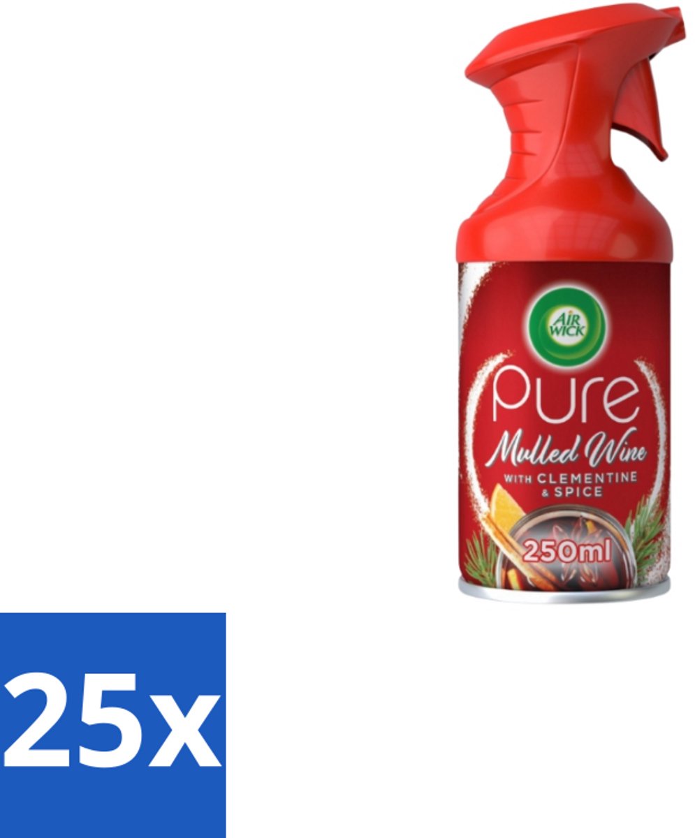25 x Air Wick – Luchtverfrisser Spray – Pure Mulled Wine – 250 ml - Luchtverfrisser - Warme Geur - Mulled Wine - Gezellige Sfeer - Wintergeur