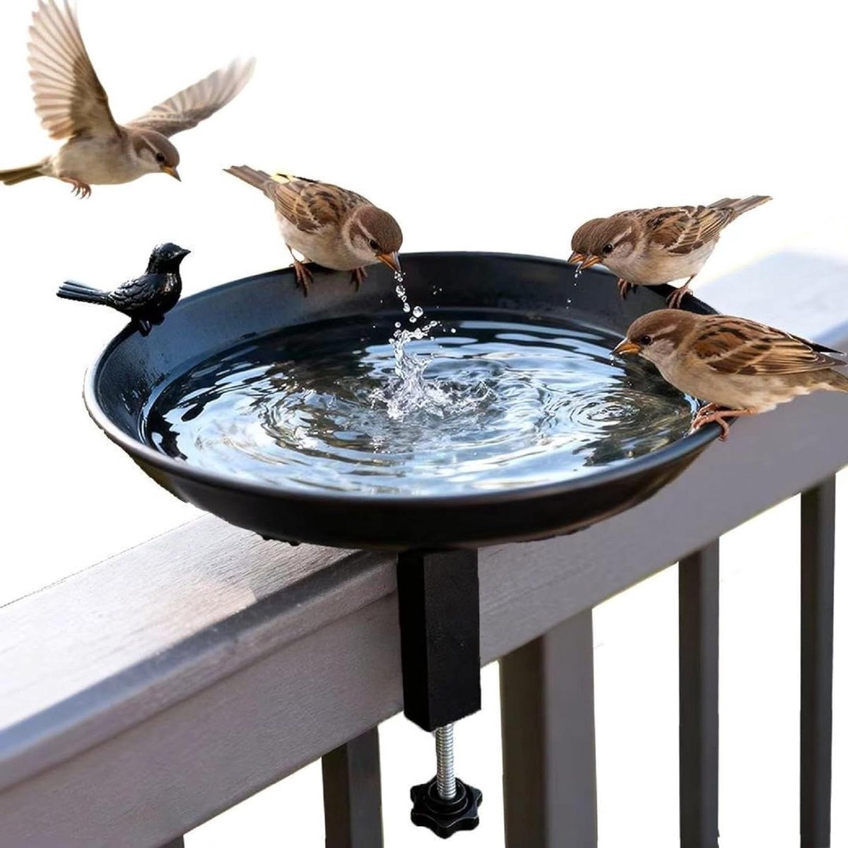 Vogelbad Hangend - Vogelvoederbak - Tuin Decoratie - Vorstbestendig Gietijzer - 20.5 cm Diameter - Zwart