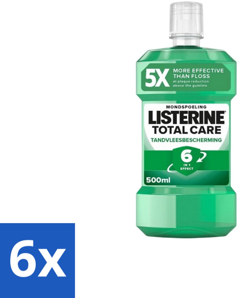 6 x Listerine – Mondwater – Total Care Tandvleesbescherming – 500 ml - Mondspoeling - Tandvleesbescherming - Tandplak - Tandsteen - Frisse Adem