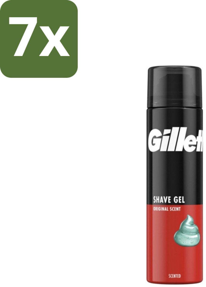 7 x Gillette – Scheergel – Classic – 200 ml - Scheergel - Gevoelige Huid - Scheercomfort - Scheerirritatie - Hydraterende Scheergel