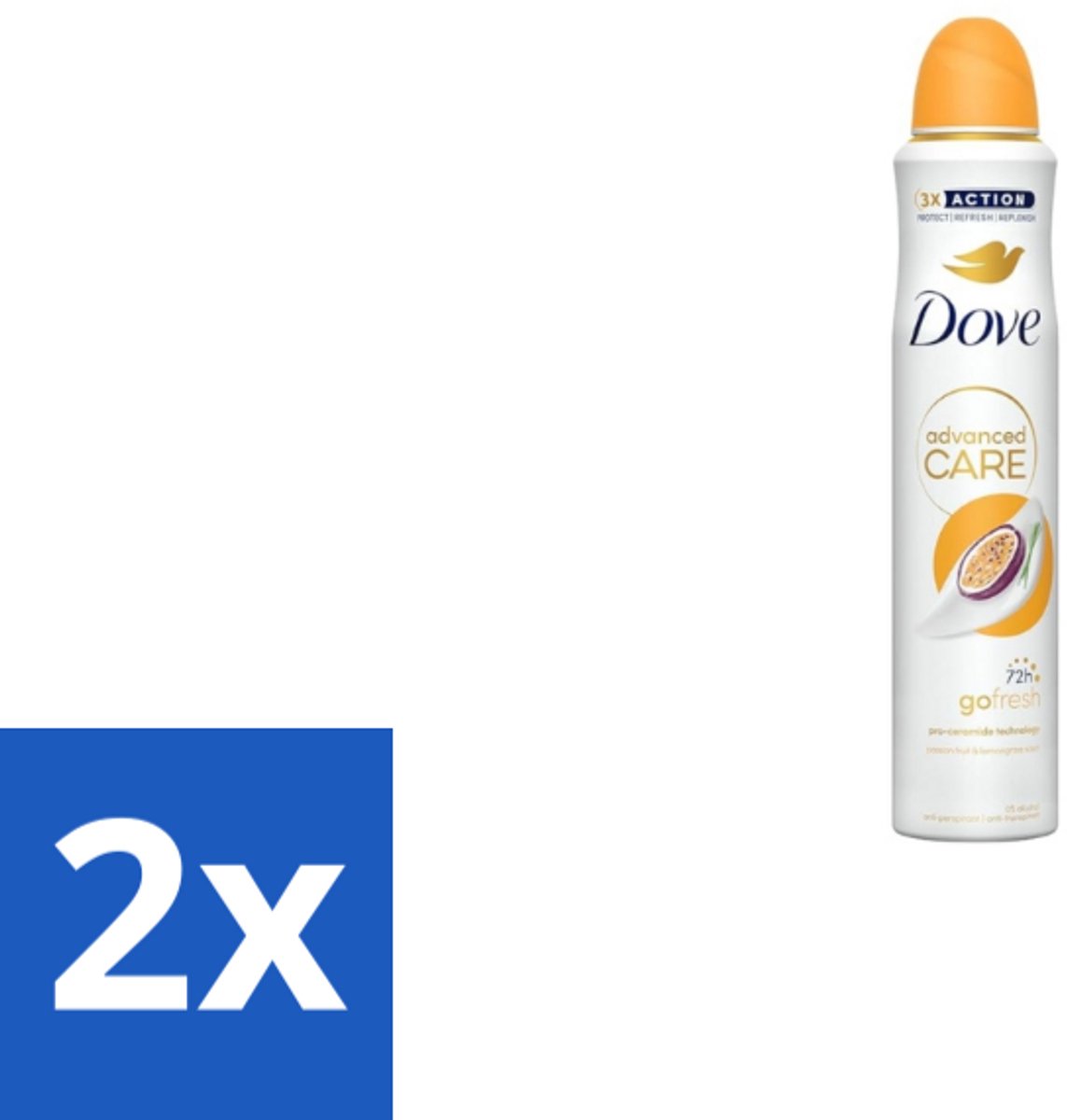 2 x Dove – Deodorant Spray – Passion Fruit – 250 ml - Passievrucht Deodorant - Frisse Geur - Oksel Verzorging - Transpiratiegeur - Mild Voor Huid