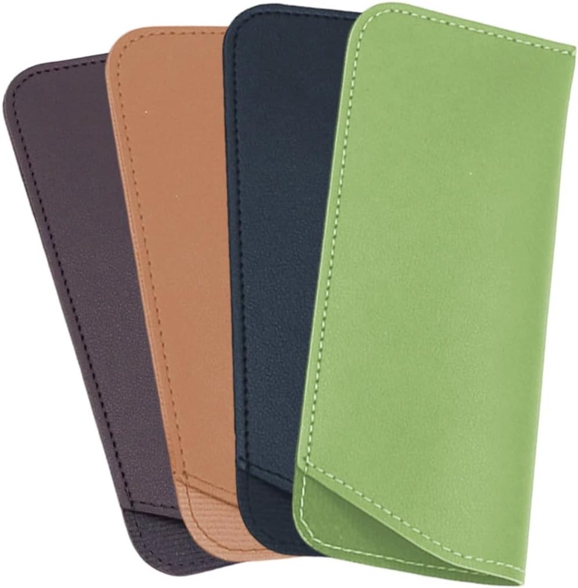 Set van 4 Zachte PU Leren Brillenhoezen voor Leesbrillen en Zonnebrillen, Ideaal voor Dames en Heren, Bescherming en Opslag