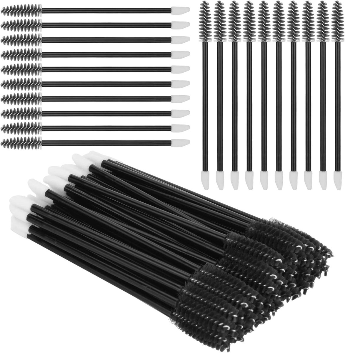 50 Stuks 2-in-1 Mascara Wands en Lipstick Applicators - Wegwerp Eyelash en Eyebrow Tools voor Make-up en Extensions