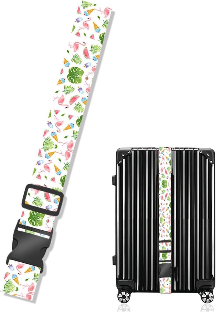 Extra opvallende en veilige bagagestraps met flamingo-design - Duurzaam en verstelbaar voor optimale bescherming van je bagage
