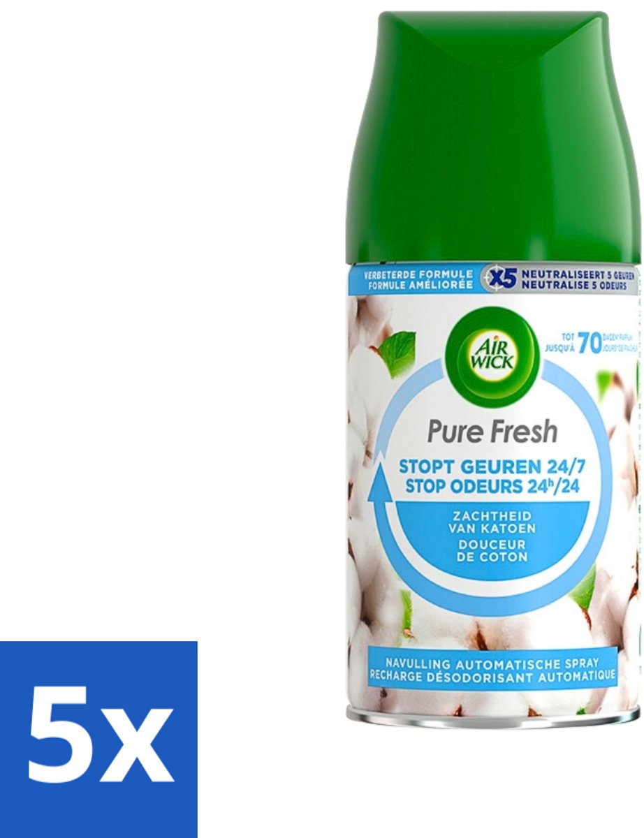 Air Wick Freshmatic Pure Fresh Navulling Zachtheid van Katoen 250 ml - Bulkverpakking - 5 stuks