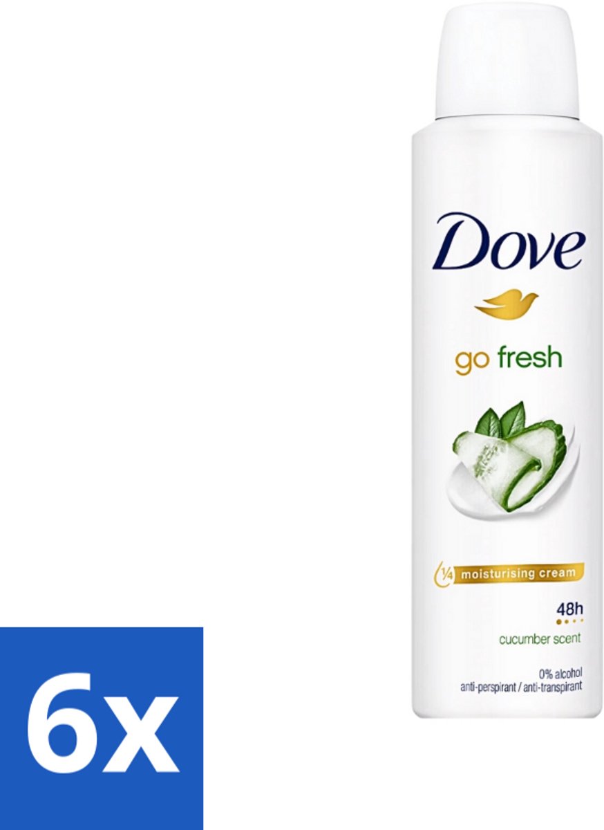 6 x Dove Go Fresh - Deospray - Komkommer - 150 ml - Dove Go Fresh - Deodorant - Komkommergeur - Groene Thee - Langdurige Bescherming