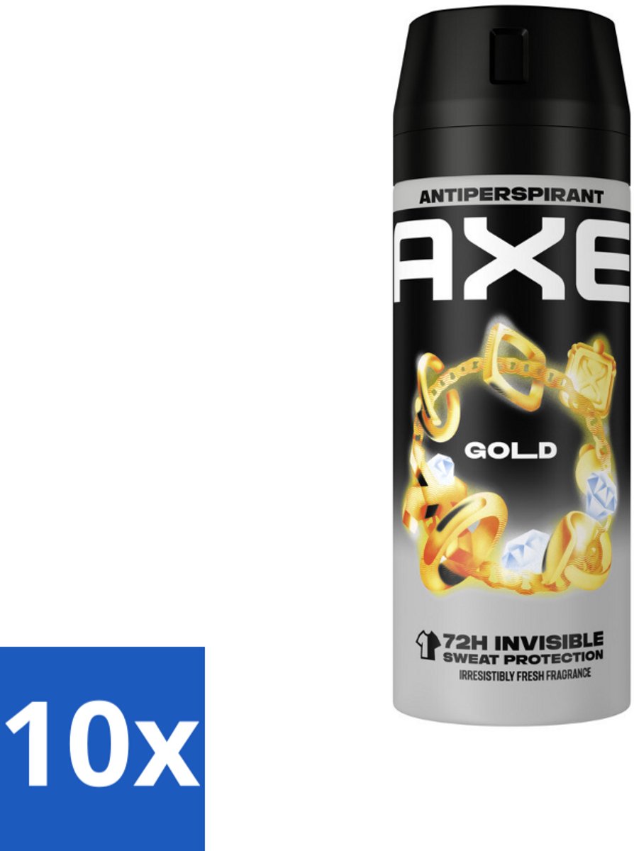 Axe - Deodorant Spray - 72hrs Anti Sweat - Anti White Marks - Gold - 150 ml - Bulkverpakking - 10 stuks