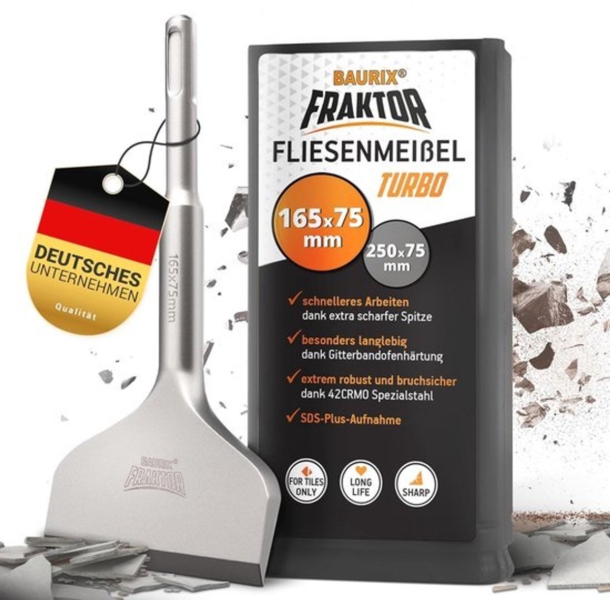 Tegelbeitel SDS Plus voor het Verwijderen van Tegels en Verklevingen - 165 x 75 mm - Duurzaam Staal