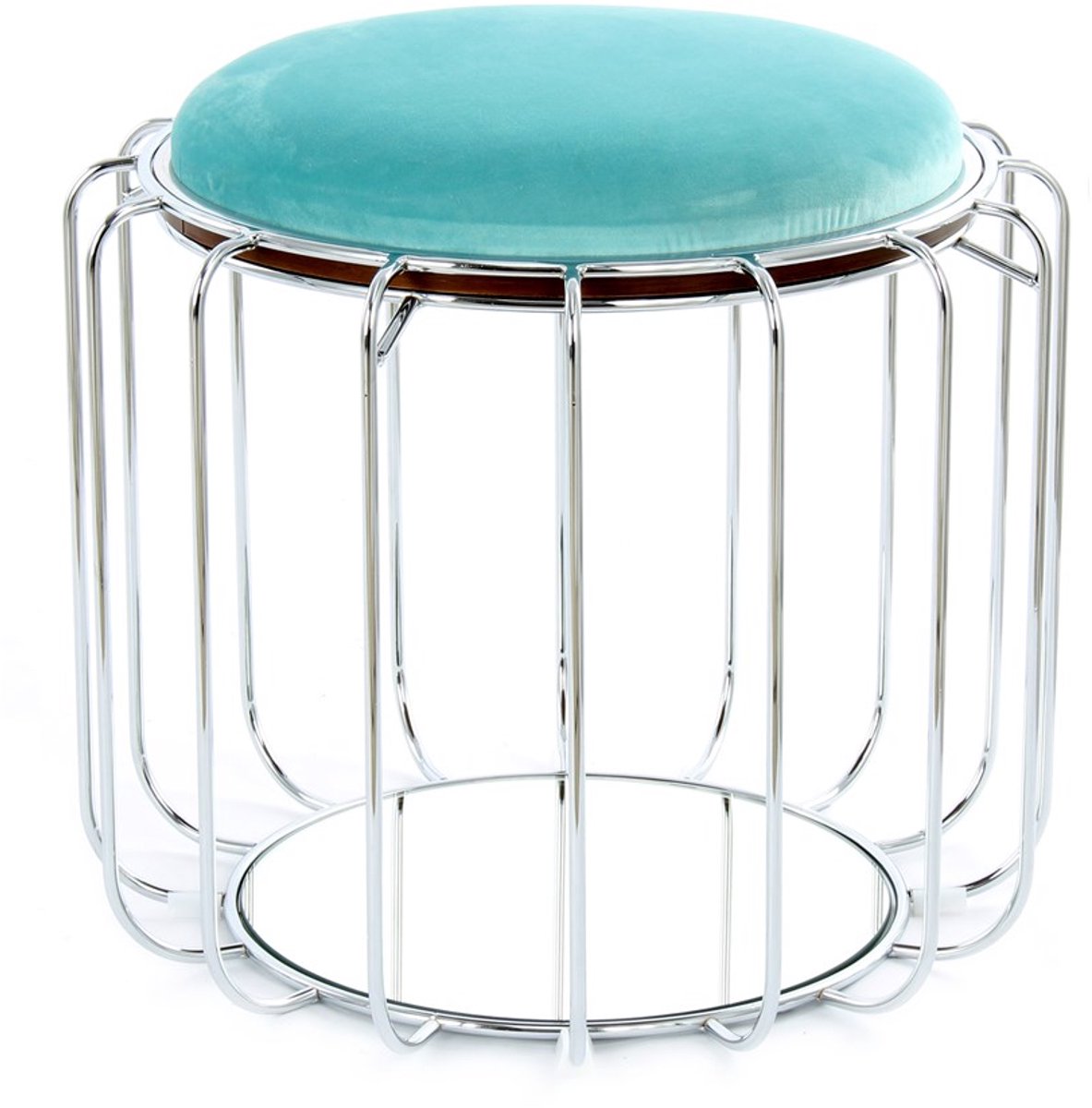 Padiro ronde bijzettafel Ø 50 x 45 cm - mint en zilver - Modern Art-Déco Glamour Look - ijzeren onderstel - omkeerbaar bovenblad