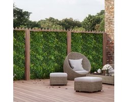 REDOM - Kunstmatige plantenwand - 12-delige set - UV-bescherming - zichtscherm - voor tuin, balkon en terras - polyethyleen - Groen - 50 x 50 cm