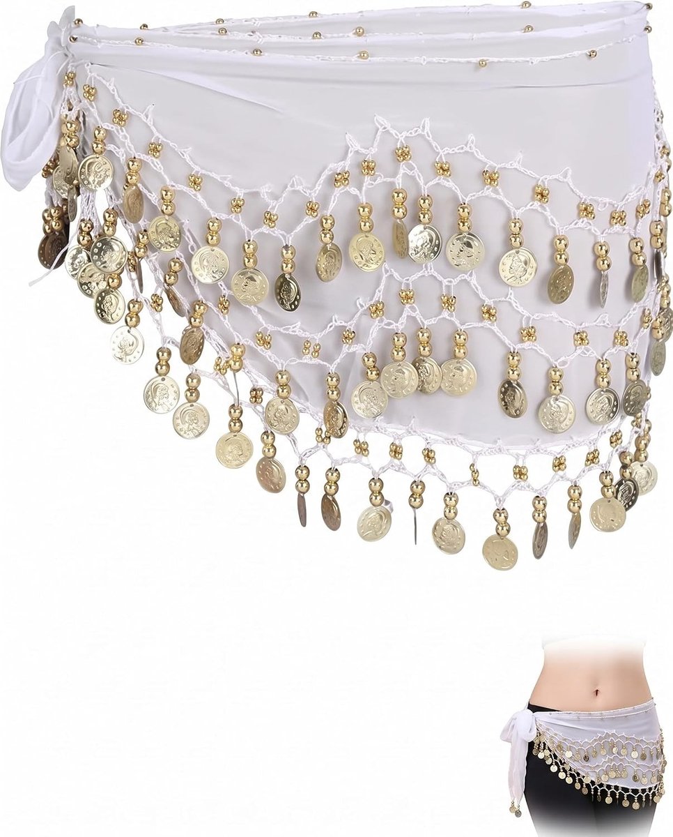 Elegante chiffon riem voor oosterdans, yoga-lessen en optredens voor meisjes en vrouwen (zwart)