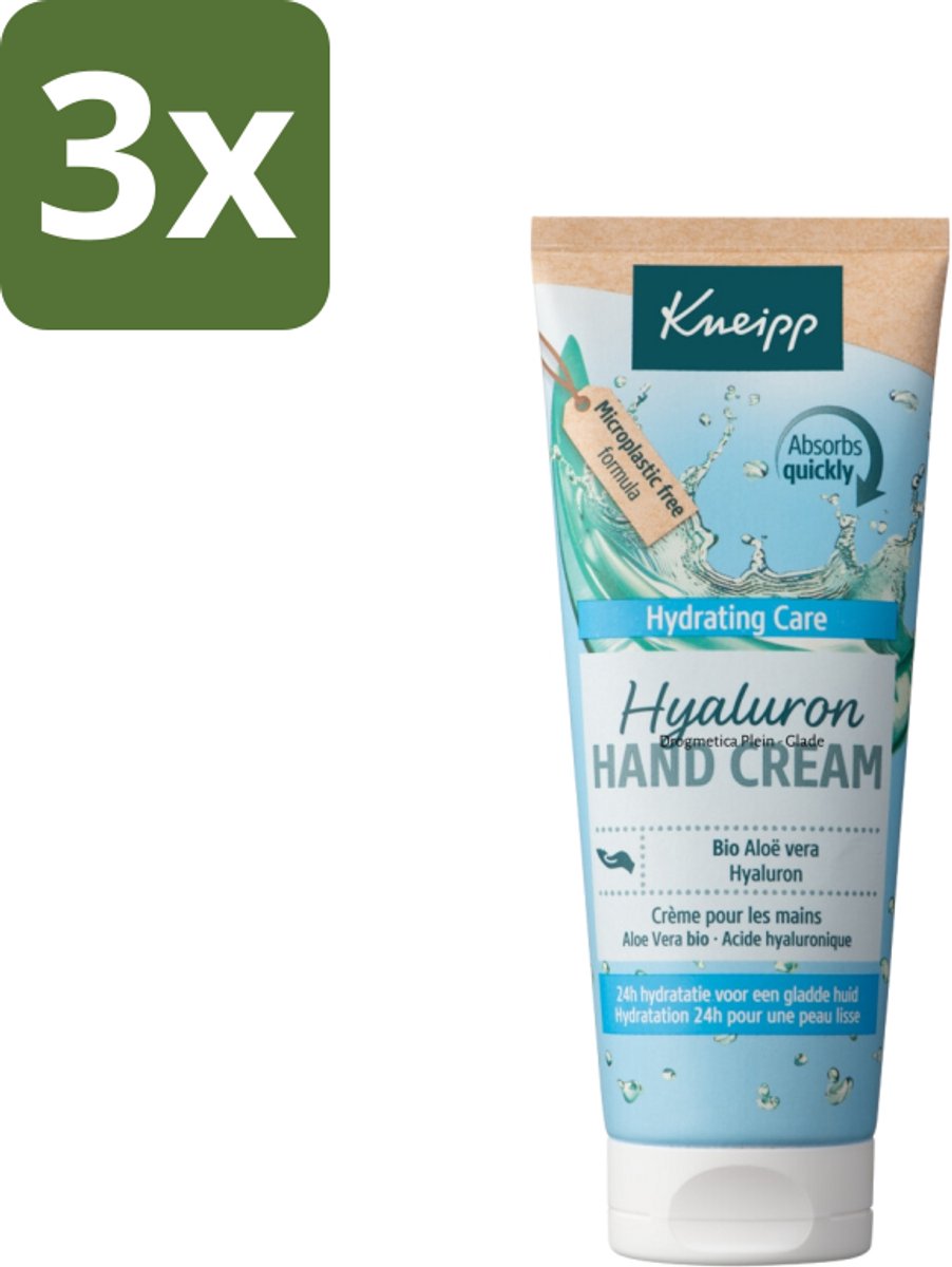 Kneipp – Aloë Vera Bio – Handcrème met Hyaluronzuur – 75 ml - Bulkverpakking - 3 stuks