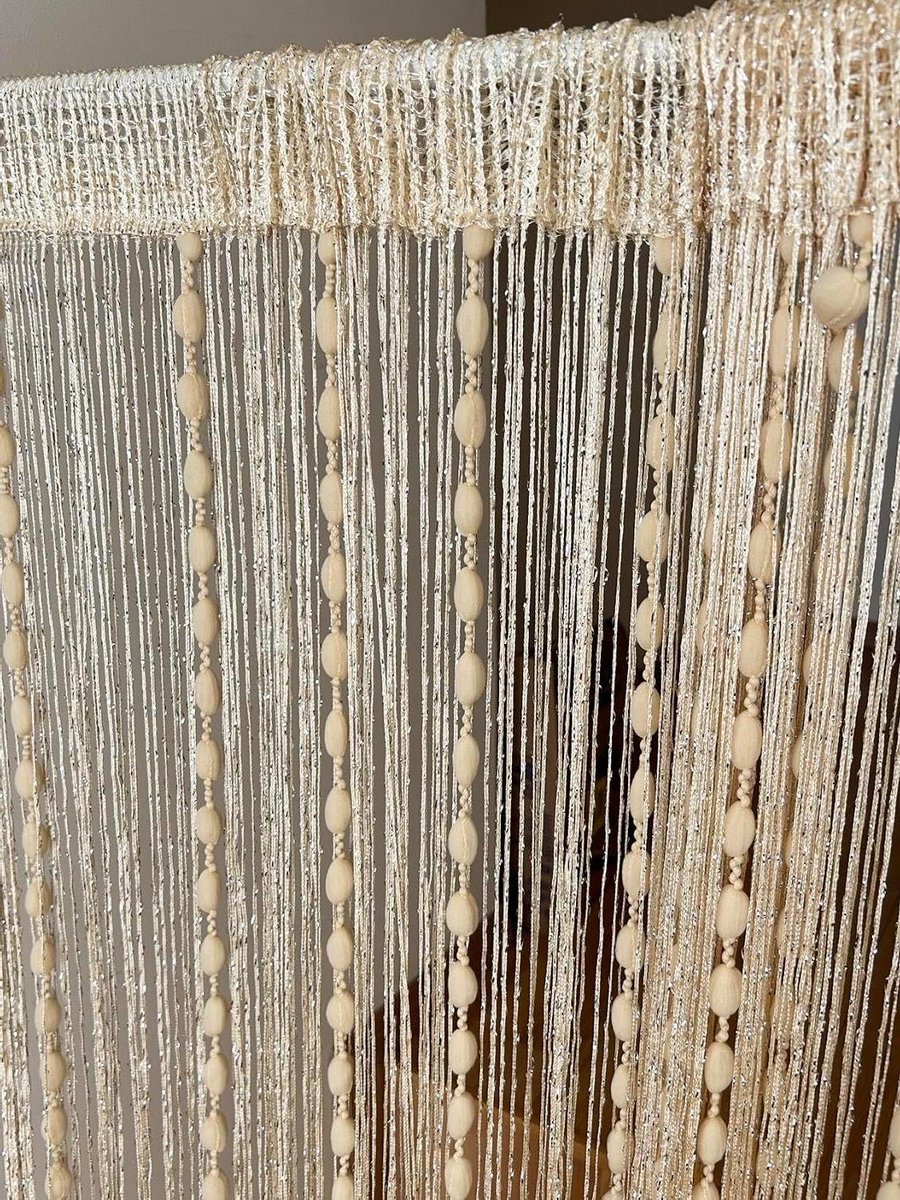 Schuifgordijnen Draadgordijn - Lijngordijn Decoratie - Insecten Buiten Houden - Decoratief Koord - 100 x 200 cm - Beige
