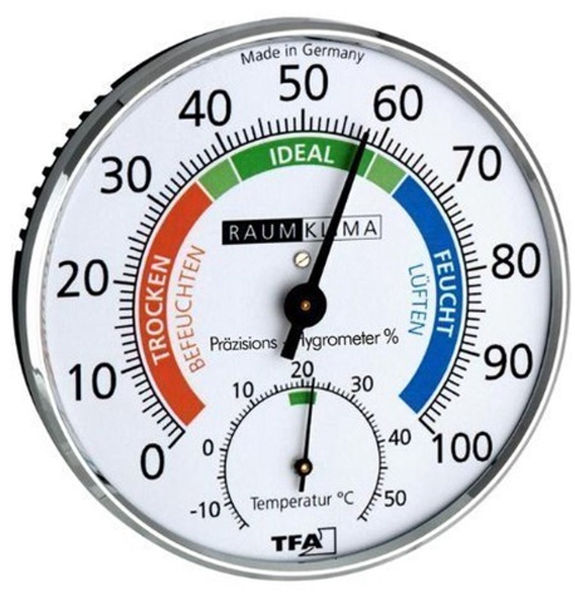 Solidchoice - Digitale Hygrometer voor Binnenklimaat met Chrome Afwerking