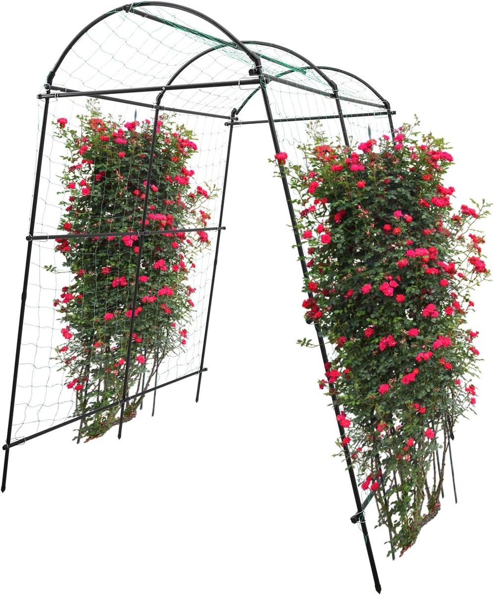 Rozenboog Metaal - Tuinboog Klimhulp - Planten Ondersteunen - Hoge Stabiliteit - 115 x 183 x 230 cm - Zwart