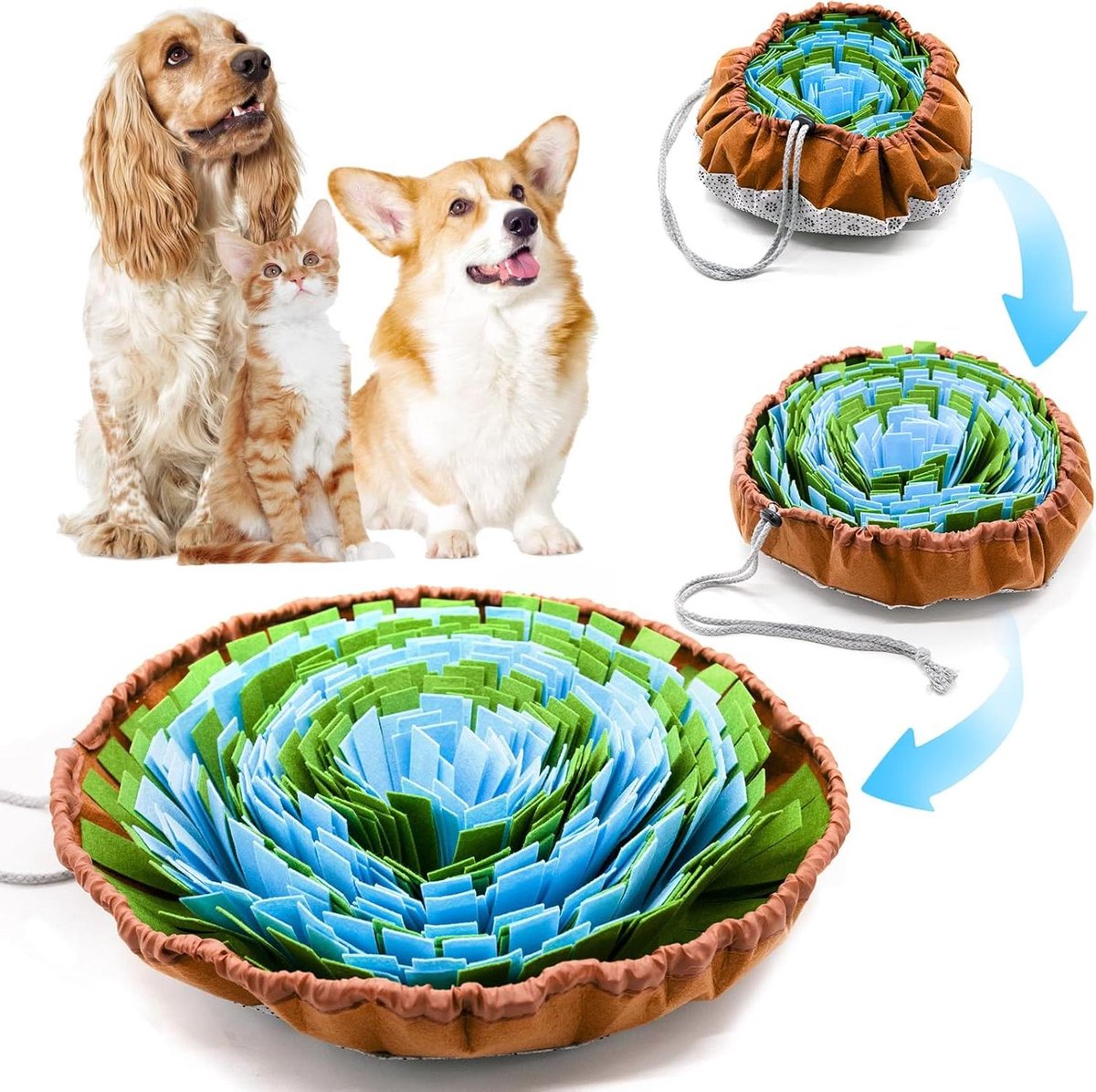 Honden Snuffelmat - Voedingsmat Interactief - Mentale Stimulatie - Anti-scheur Ontwerp - 48x48 cm - Groen