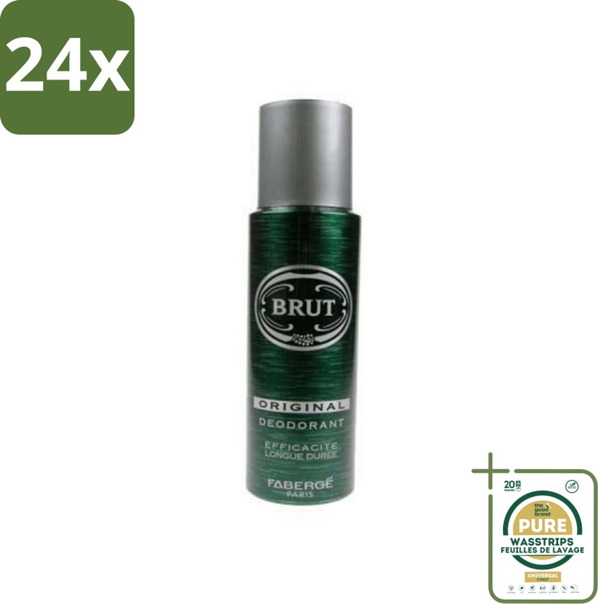 Brut Deospray Original Brut 200 ml - Voordeelverpakking - 24 stuks - Langdurige frisheid - Zweetbevochtiging